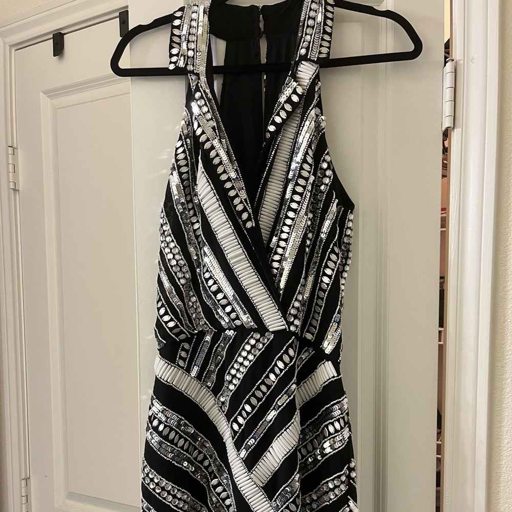 NWT black and silver beaded cocktail dress